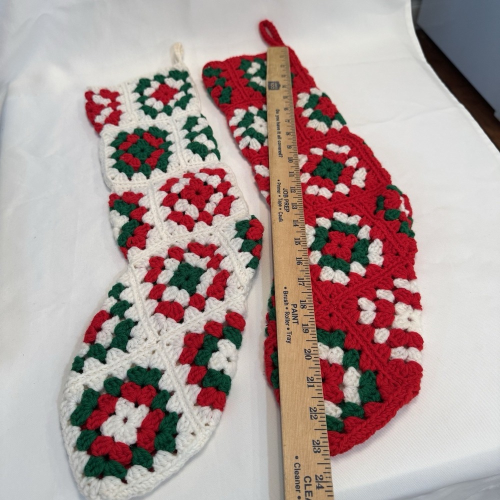 Handcrafted Crochet Holiday Stockings - Red, Green, and White - Picture 5 of 7
